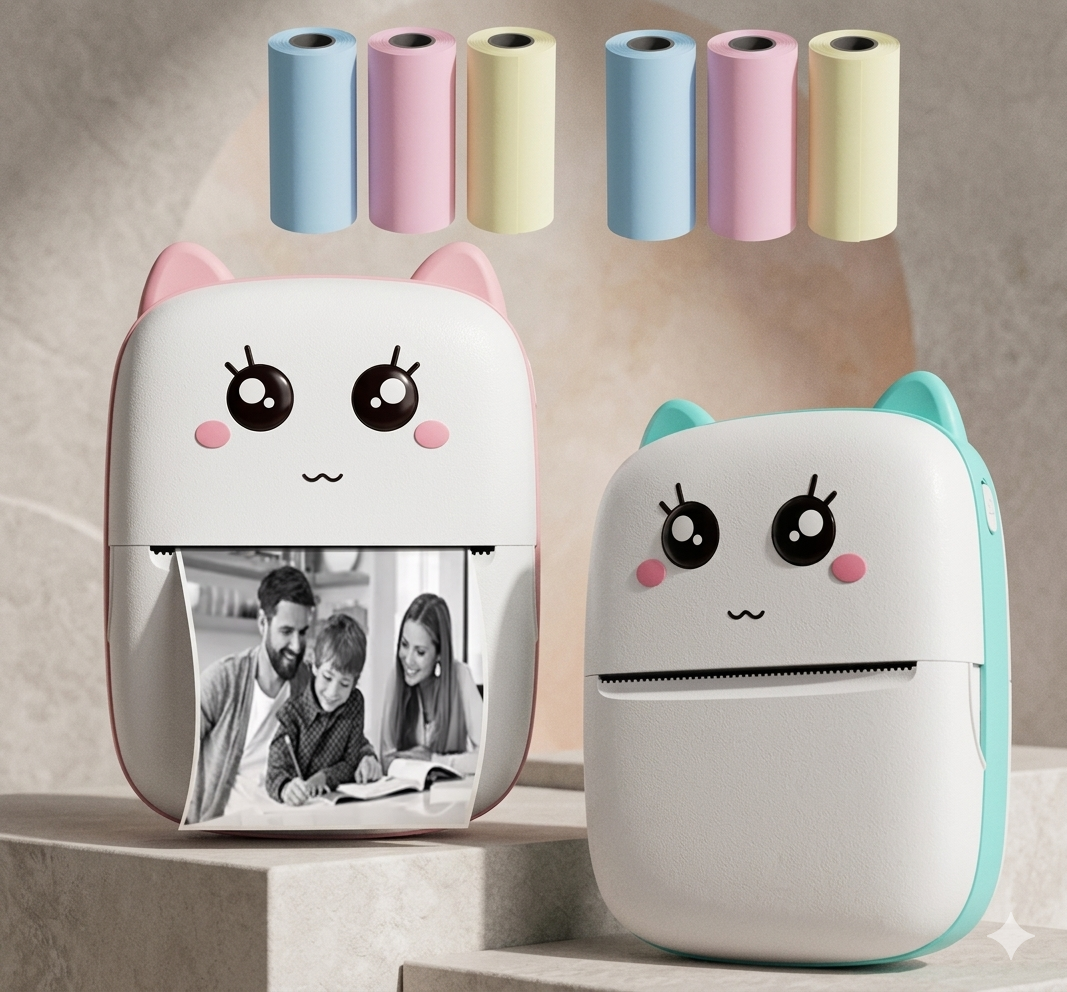 Mini Imprimante Photo Portable Chat-Mignon – Imprimez Vos Souvenirs Instantanément