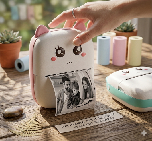Mini Imprimante Photo Portable Chat-Mignon – Imprimez Vos Souvenirs Instantanément